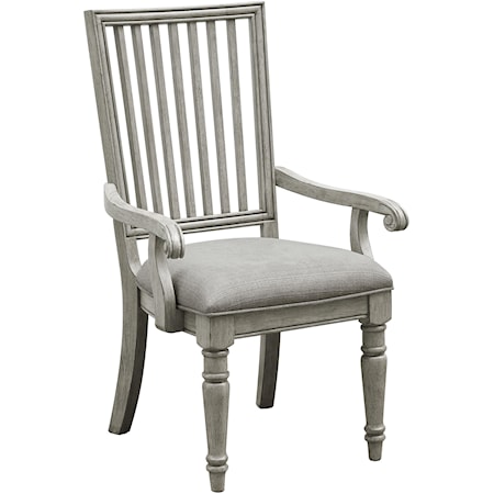 Transitional Dining Arm Chair with Upholstered Seat