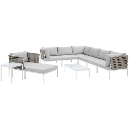 Outdoor 10-Piece Aluminum Sectional Sofa Set