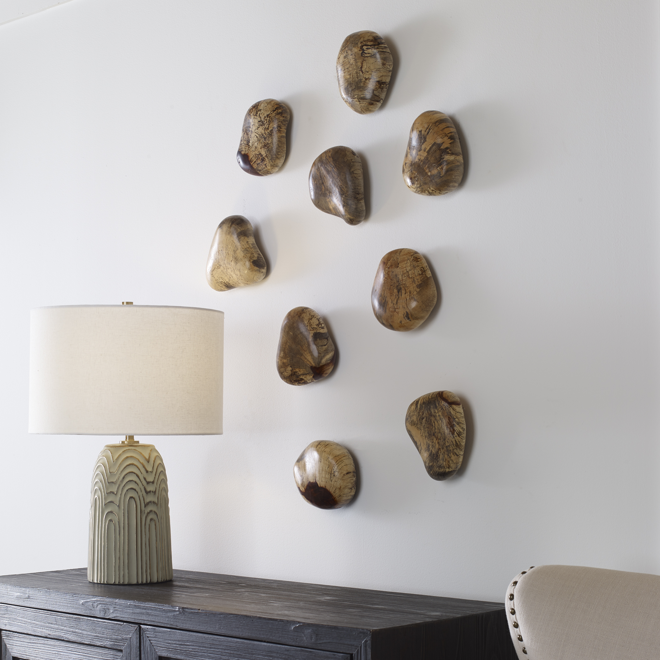 Uttermost Pebbles Pebbles Blonde Wood Wall Décor S/9
