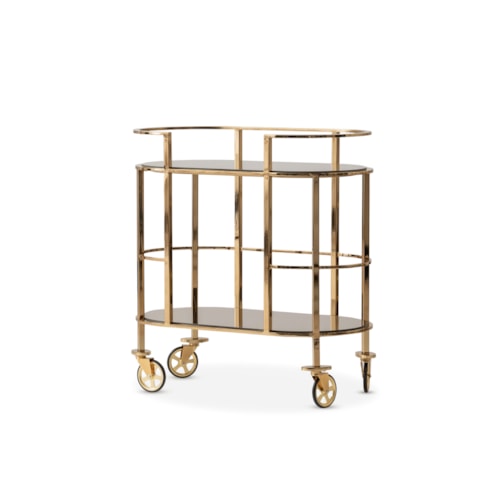 Contemporary Serving Bar Cart with Rolling Wheels