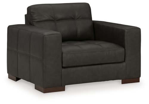 Contemporary Leather Match Oversized Chair with Buttonless Tufting