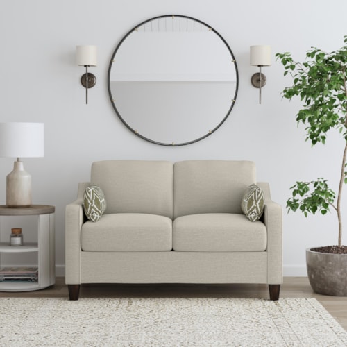 Transitional Loveseat with Throw Pillows