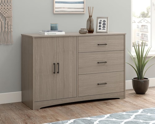 Transitional 2-Door Dresser with 3-Storage Drawers