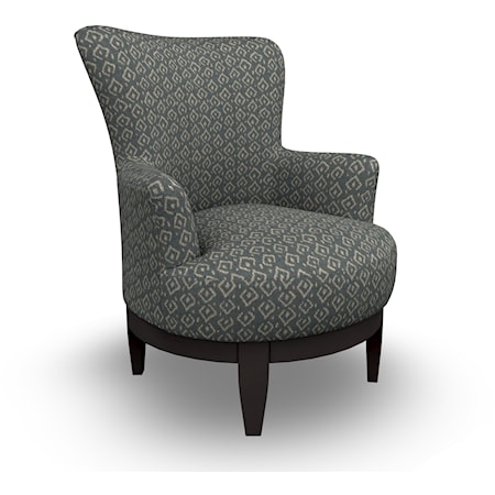 Justine Swivel Chair with Chic, Flared Arms