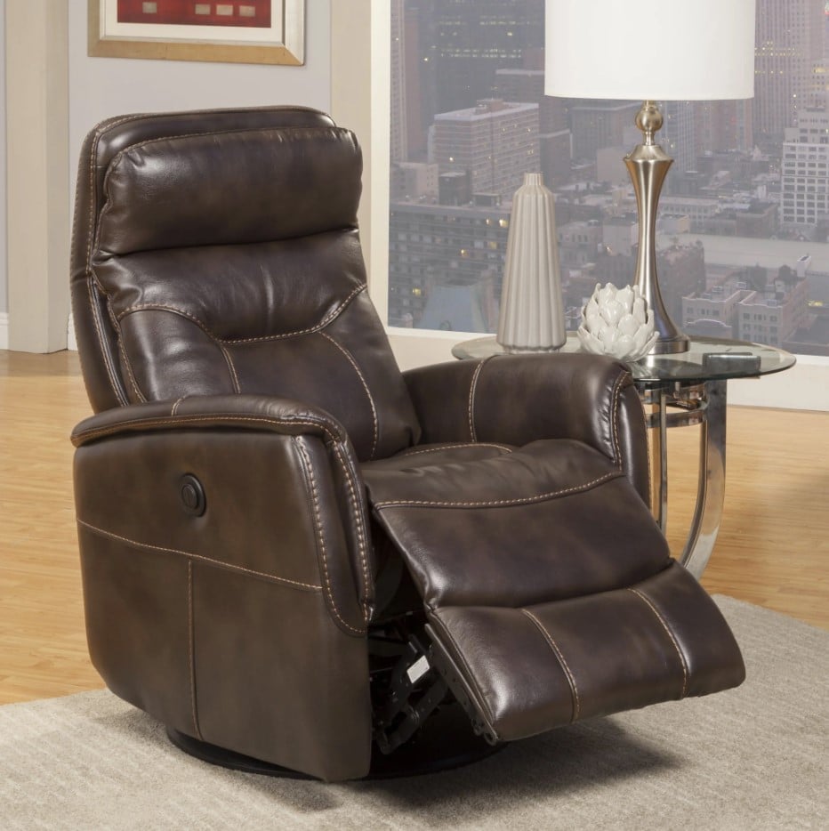 Parker house gemini faux store leather swivel glider recliner