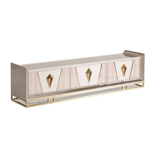 Glam Rectangular 6-Door Console Table with Mirror Tabletop