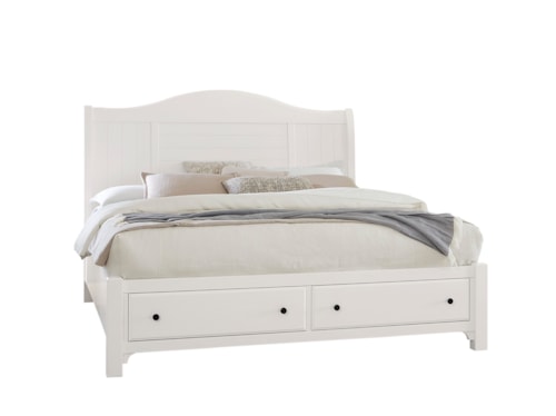 Farmhouse Queen Arched Bed with Footboard Storage