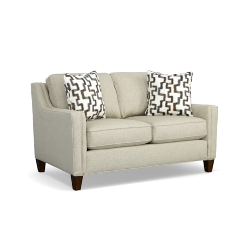 Transitional Loveseat with Tapered Legs