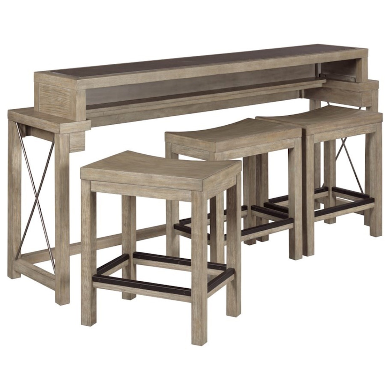 Hammary West End Bar Console w/ 3 Stools