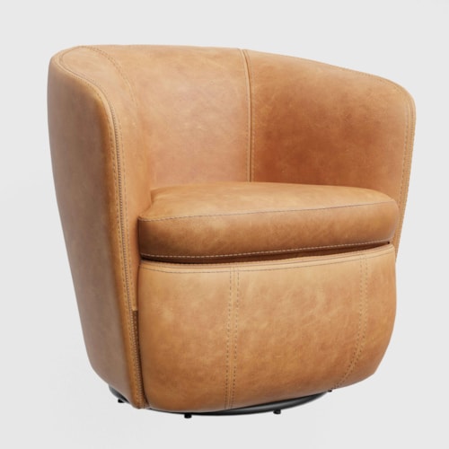 Contemporary Leather Swivel Barrel Chair