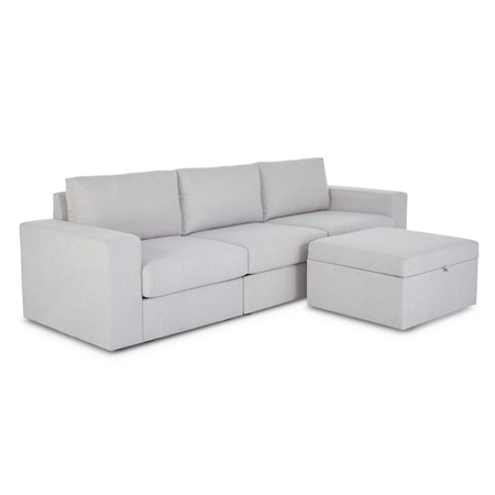 Wide-Arm Sofa with Ottoman