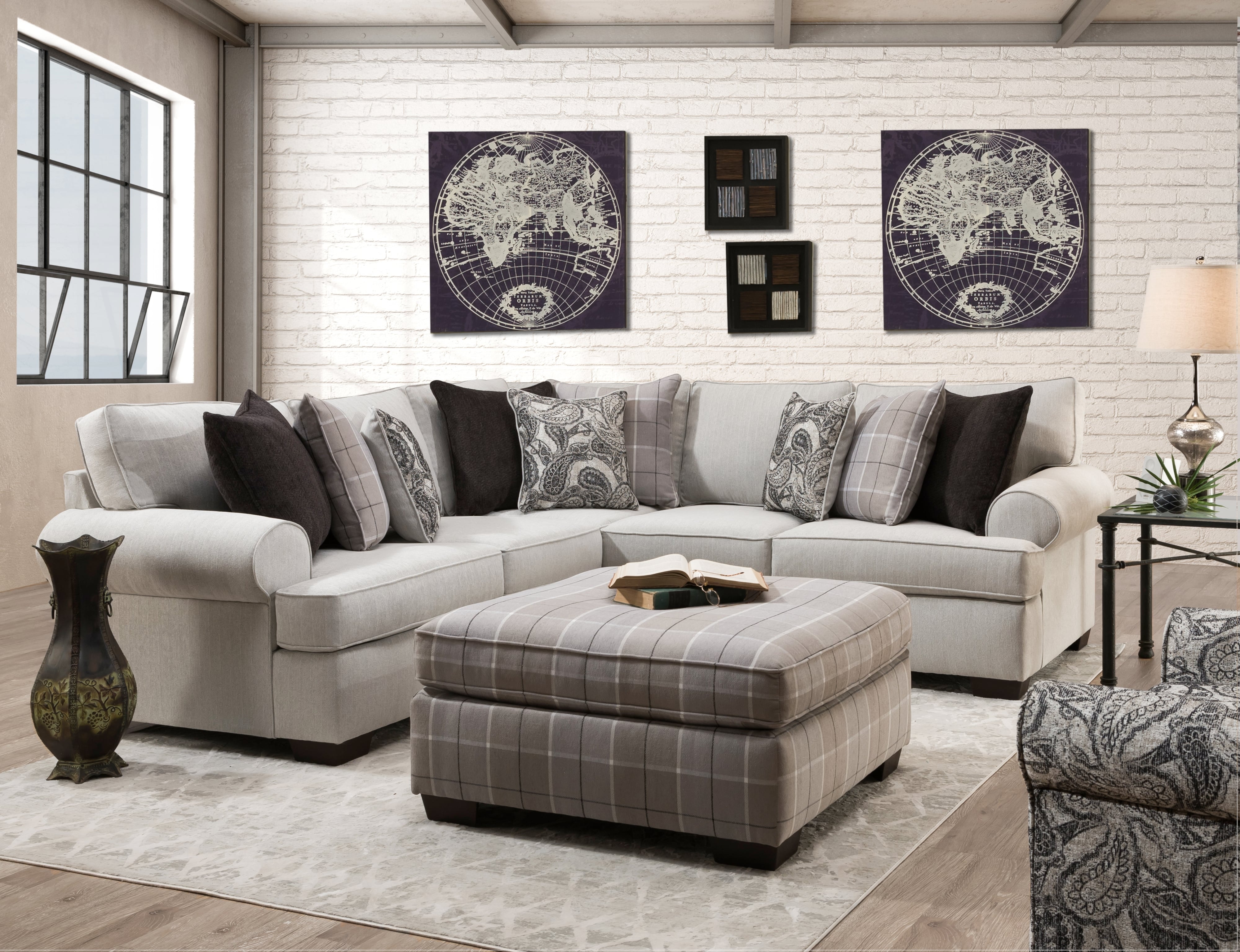 Behold Home 2301 Cooper 2301-08-1711-01x1+2301-05-1711-01x1 Contemporary  2-Piece Sectional Sofa with Rolled Arms Schewels Home Sectional Sofa  Groups