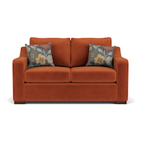 Transitional Loveseat with Sloped Track Arms