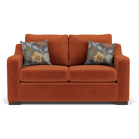 Transitional Loveseat with Sloped Track Arms