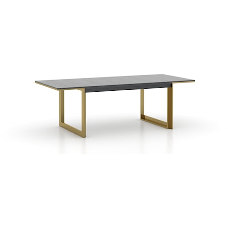 Contemporary Wood Top Dining Table with Gold Metal Base
