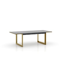Contemporary Wood Top Dining Table with Gold Metal Base