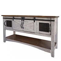 Rustic Sofa Table with 4 Doors