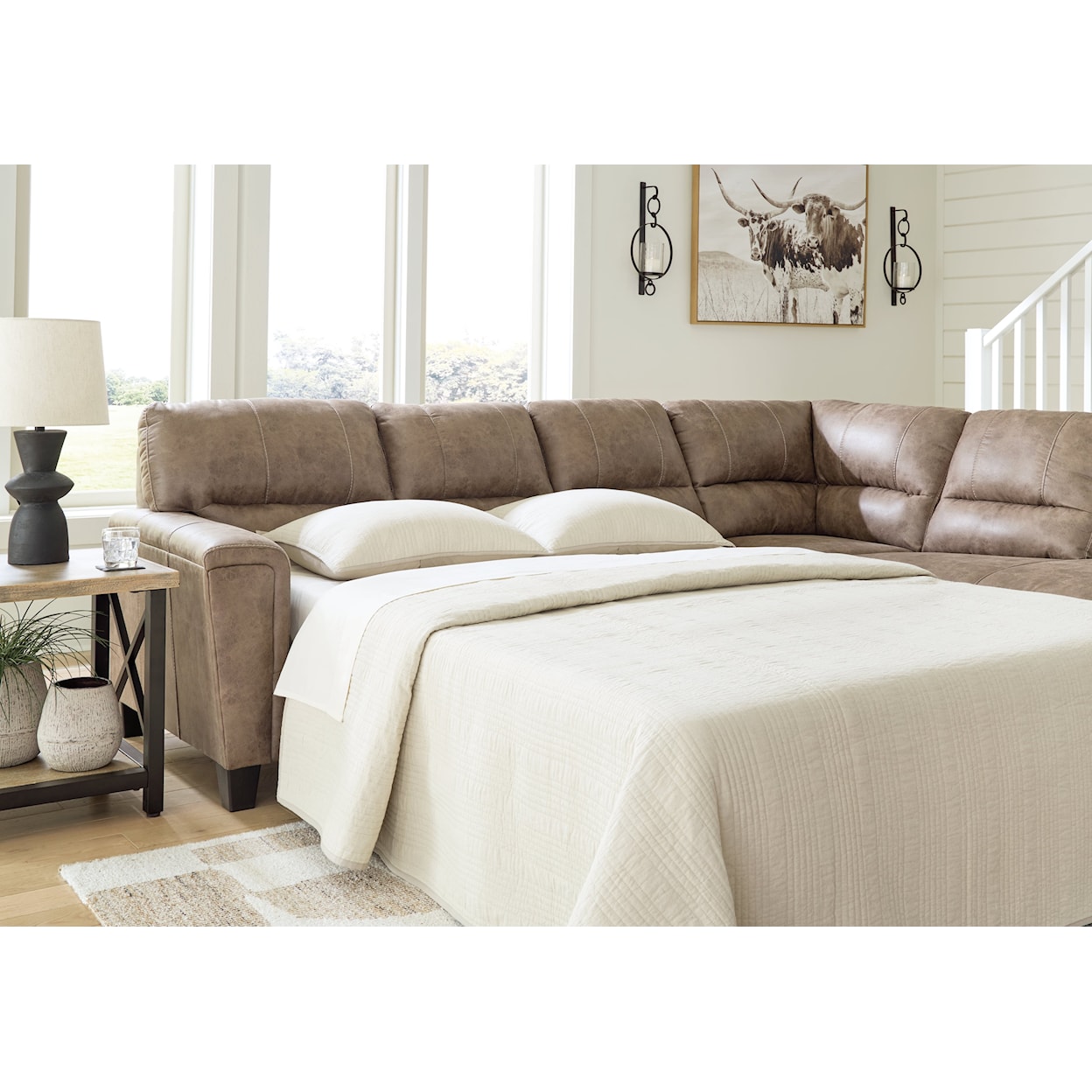 Ashley Signature Design Navi Sectional w/ Sleeper and Chaise