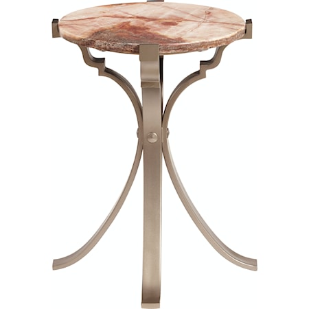 Transitional Side Table with Stone Top