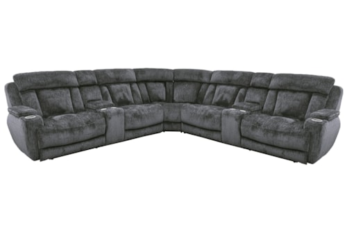 Casual 7-Piece Power Reclining Sectional Sofa with Power Headrests