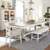 Farmhouse 6 Piece Trestle Table Set