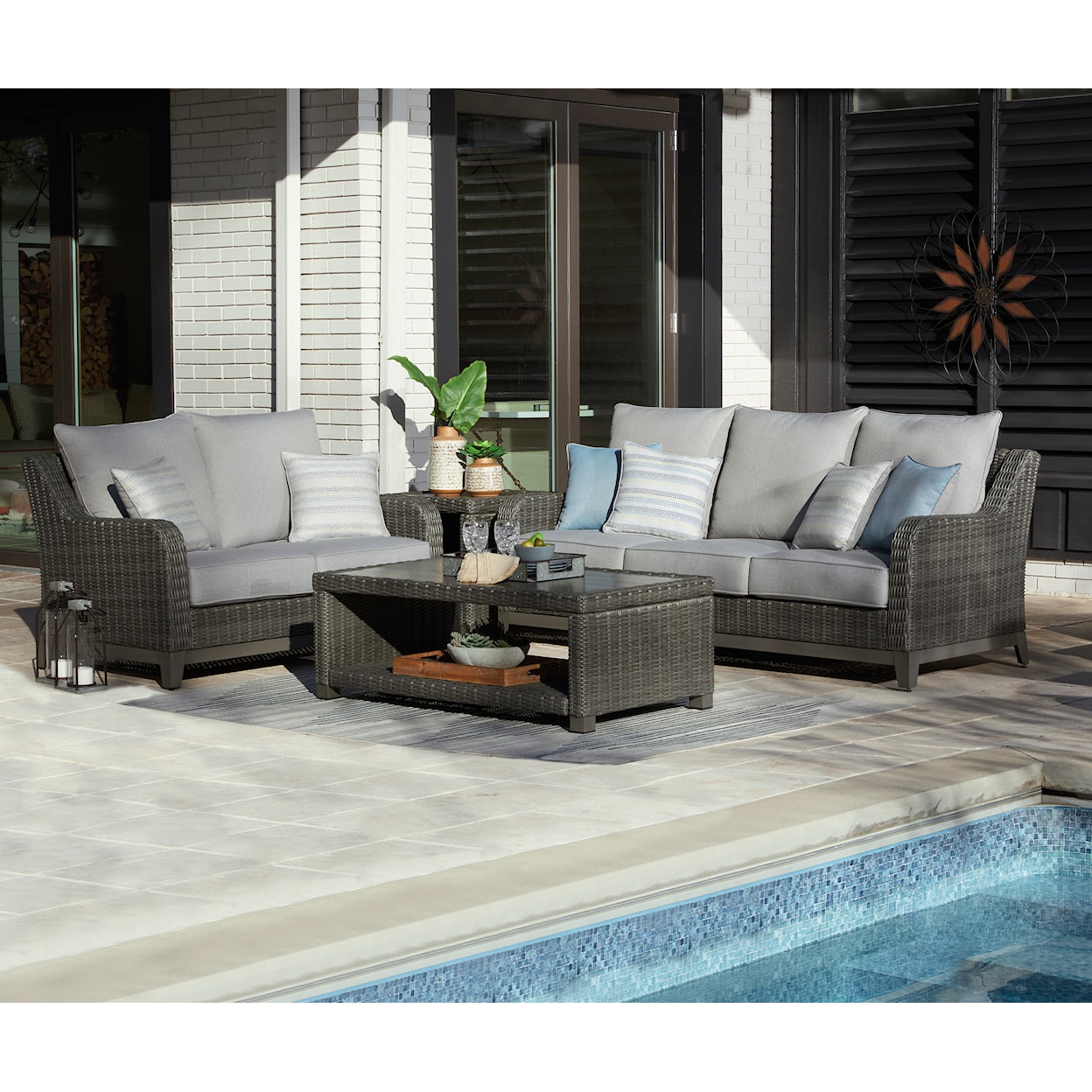 Ashley Furniture Signature Design Elite Park Outdoor Sofa with Cushion