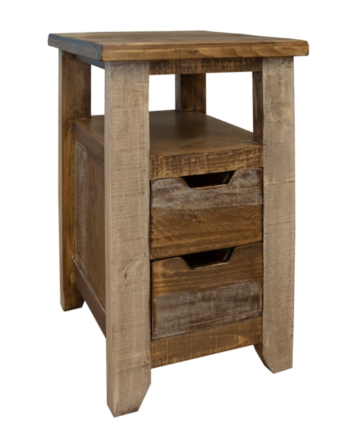 Rustic 2-Drawer Chairside Table
