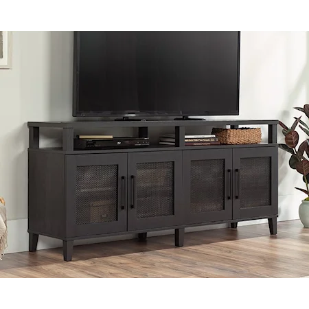 Cottage 4-Door Entertainment Credenza with Open Shelf Storage