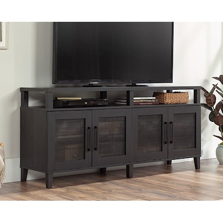 Cottage 4-Door Entertainment Credenza with Open Shelf Storage