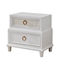 Coastal 2-Drawer Nightstand with Woven Accent