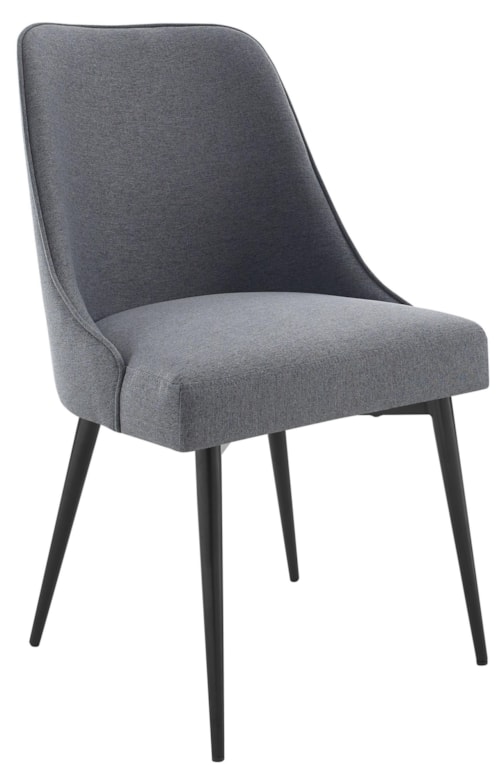 Mid-Century Modern Upholstered Dining Side Chair with Splayed Legs