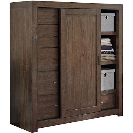 Contemporary Sliding Door Chest with Adjustable Shelves