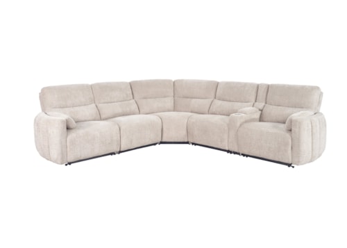 Transitional Power Reclining Sectional Sofa with Power Headrests
