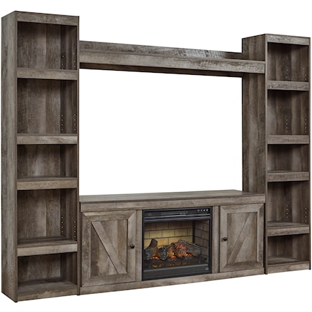 Large TV Stand w/ Fireplace Insert and Piers