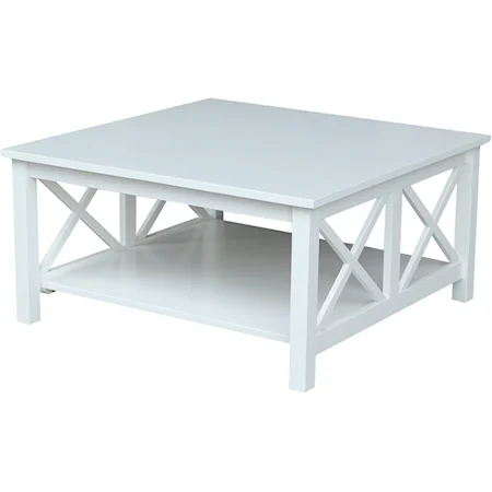 Farmhouse Square Coffee Table with X Design Sides