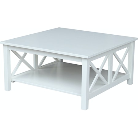 Farmhouse Square Coffee Table with X Design Sides
