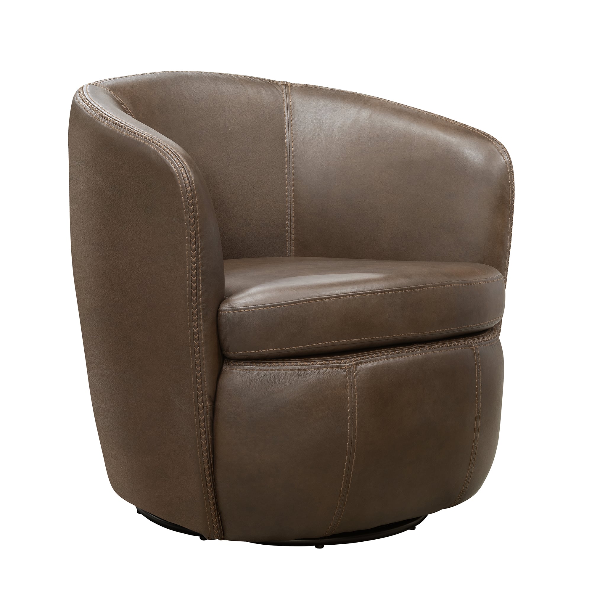 Leather Swivel Barrel Chair (Set of 2)