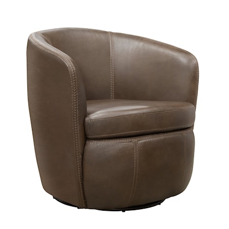 Leather Swivel Barrel Chair (Set of 2)