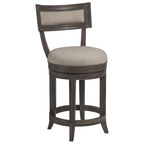 Apertif Upholstered Swivel Counter Stool with Nailheads