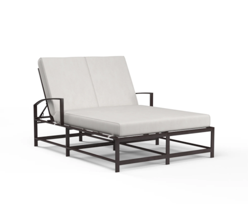 Contemporary Outdoor Double Chaise with Weather Resistant Cushion