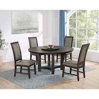 Transitional 5-Piece Lazy Susan Dining Set