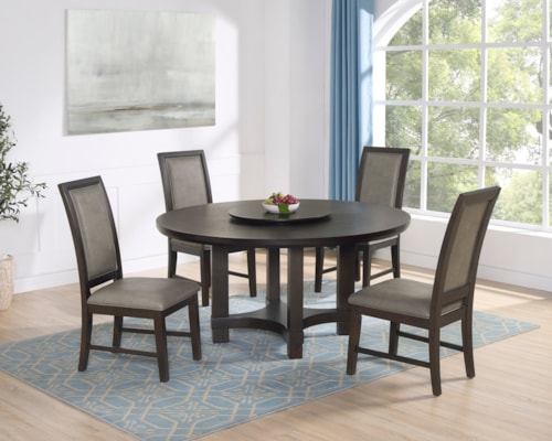 Transitional 5-Piece Lazy Susan Dining Set