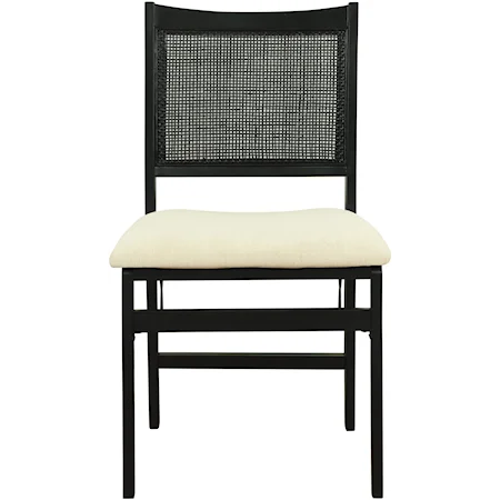 Upholstered Cane Folding Chair