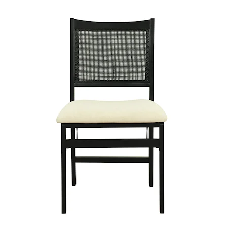 Transitional Bauer Upholstered Cane Folding Chair
