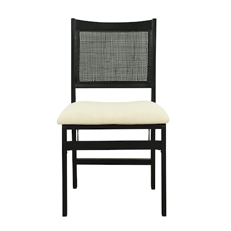 Upholstered Cane Folding Chair