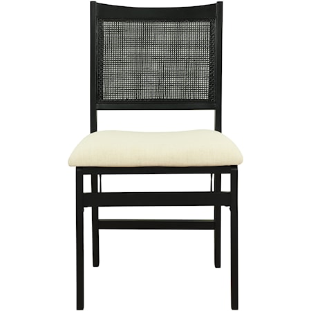 Upholstered Cane Folding Chair