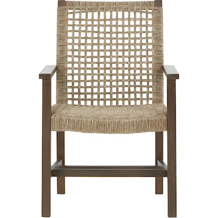 Resin Wicker/Wood Outdoor Dining Arm Chair