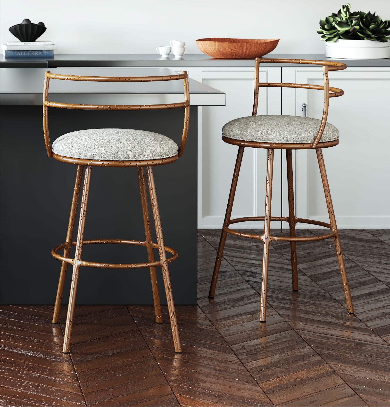 Swivel Bar Stool with Hammered Finish