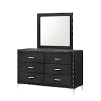 Glam 6-Drawer Dresser and Mirror Set