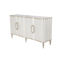 Transitional 4-Door Sideboard with Velvet-lined Drawers